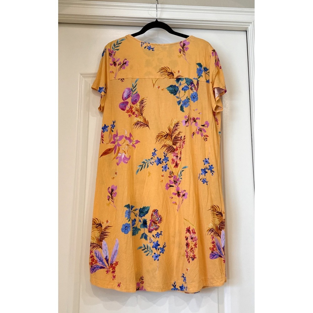 Soma Cool Nights Orange Floral Sleepshirt Pajama Nightgown XL Hawaiian Lounge - Picture 2 of 7